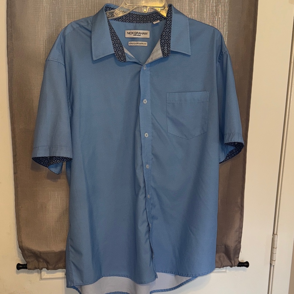 Nohowami Men's Light Blue Casual Button Down Shirt